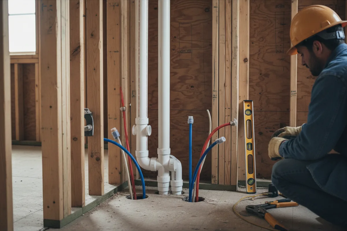 Drain and supply rough-in during Drain Cleaning in New Enterprise