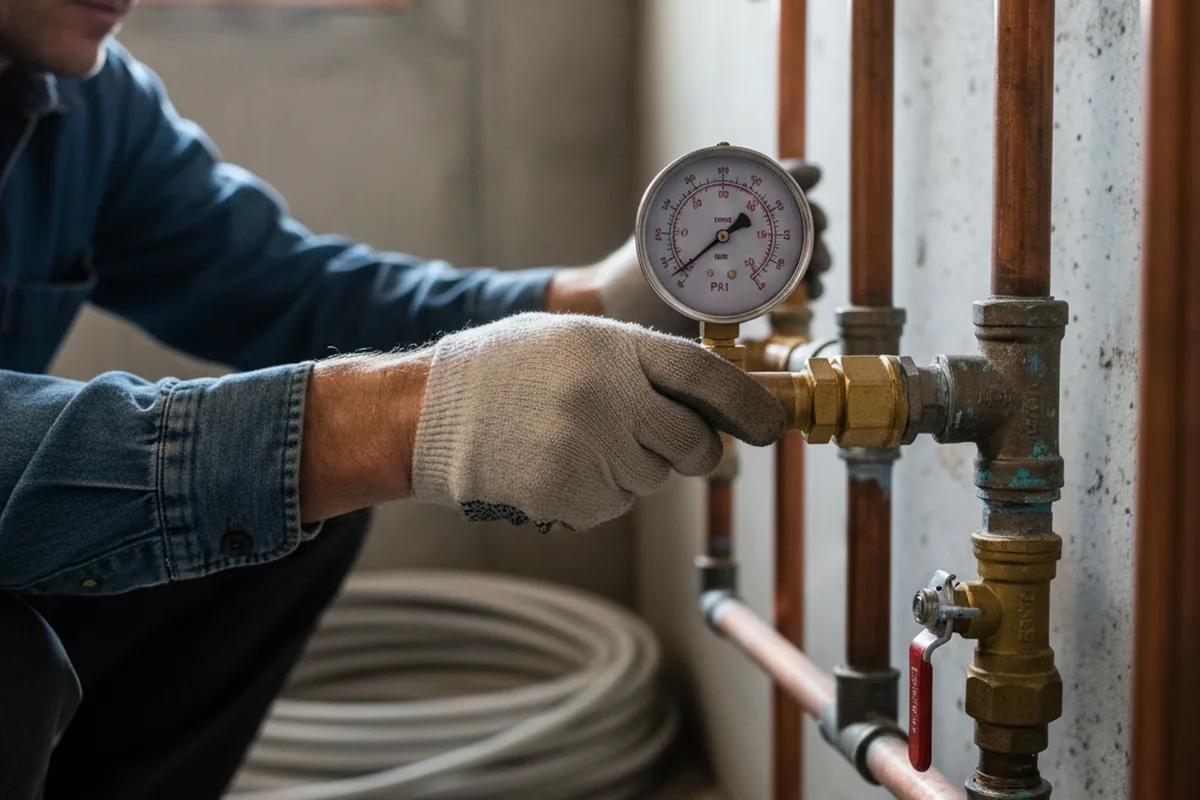Pressure testing a repaired line during Water Line Repair in New Enterprise