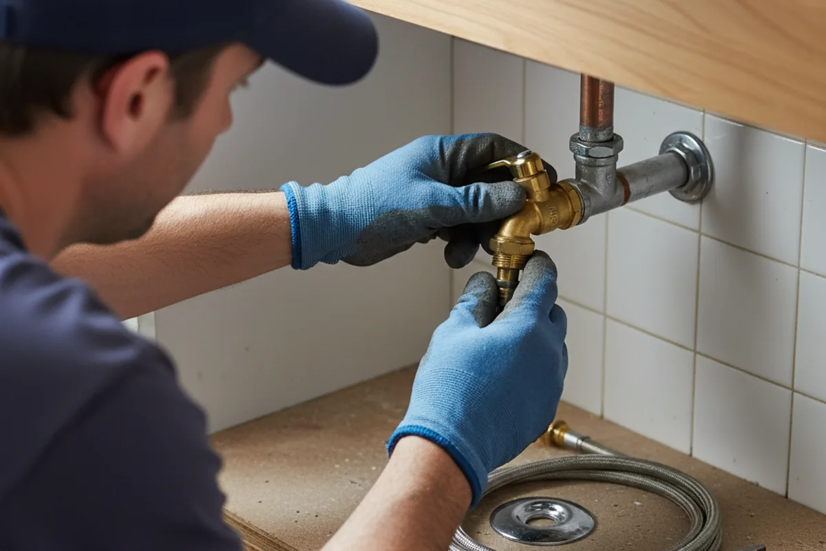 Shutoff valve and fitting work during Burst Pipe Repair in New Enterprise